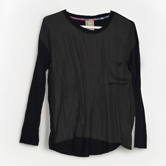 dolan Tops - Anthropologie Dolan Lagenlook Minimalist Mixed Media Top‎ Black Relaxed Boxy XS